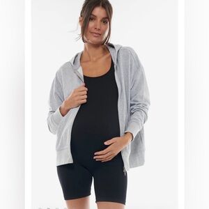 Women’s Light Gray Maternity Zip Hoodie